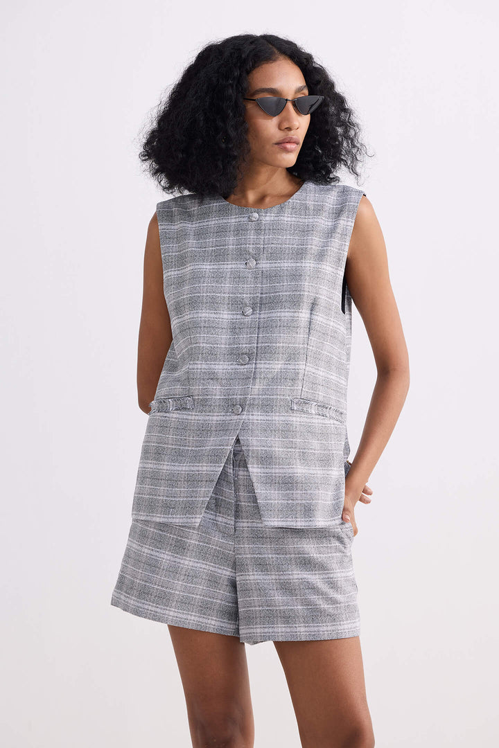 Cotton Tweed Shorts | Grey