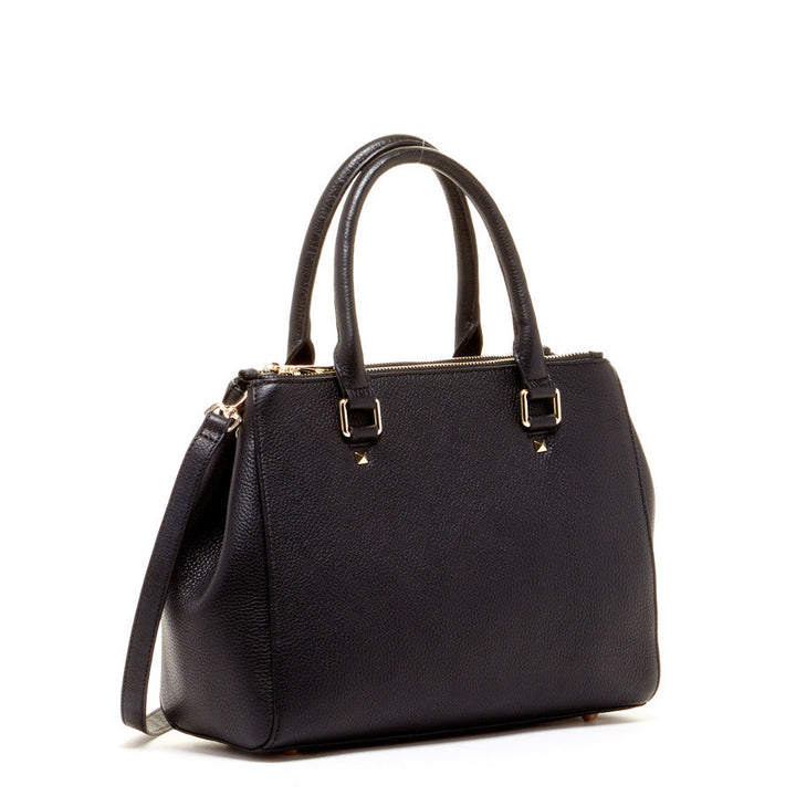 Leather Satchel Bag - Black