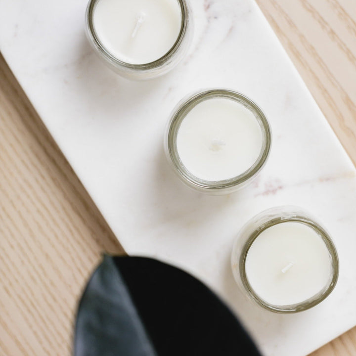 Pebbled Filled Votive Candles | Set of 3