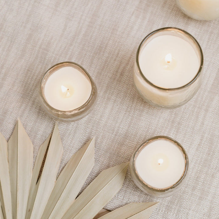 Pebbled Filled Votive Candles | Set of 3