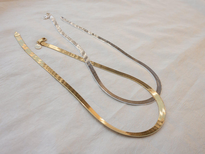 Bold Gold Herringbone Chain Necklace