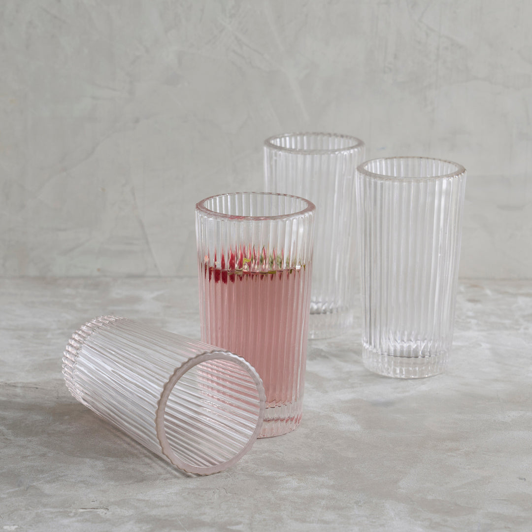 Pressed Clear Tall Glasses - Set of 4