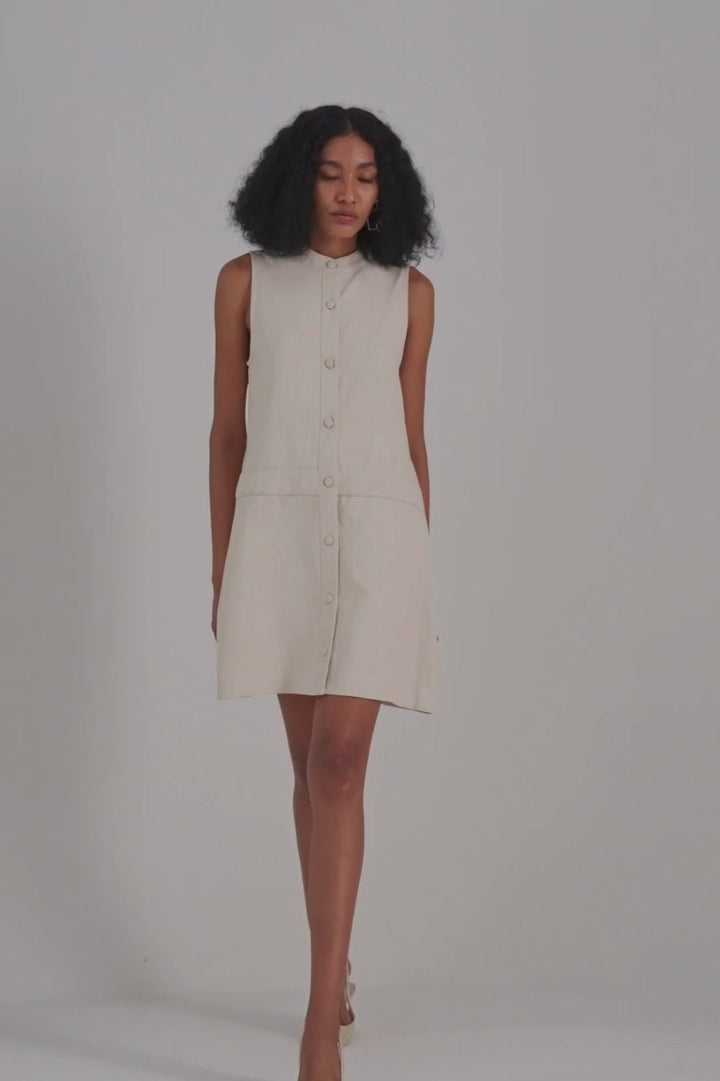 The Cotton Tweed Shift Dress | Cream
