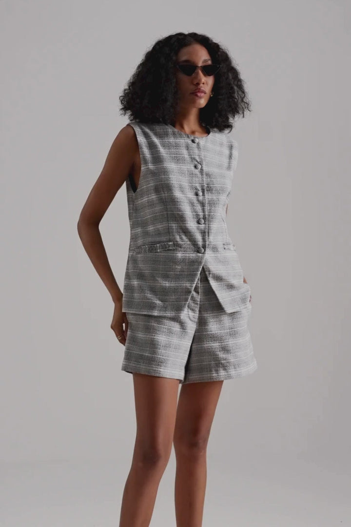 Cotton Tweed Shorts | Grey