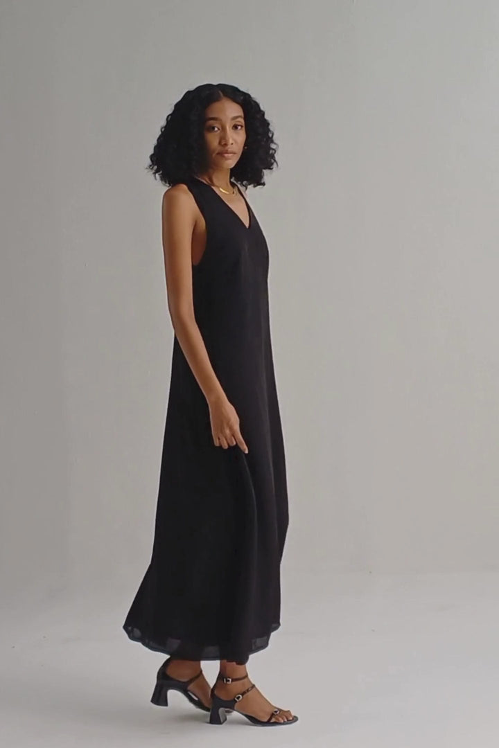Crossed in Chic Sleeveless Maxi Dress | Black
