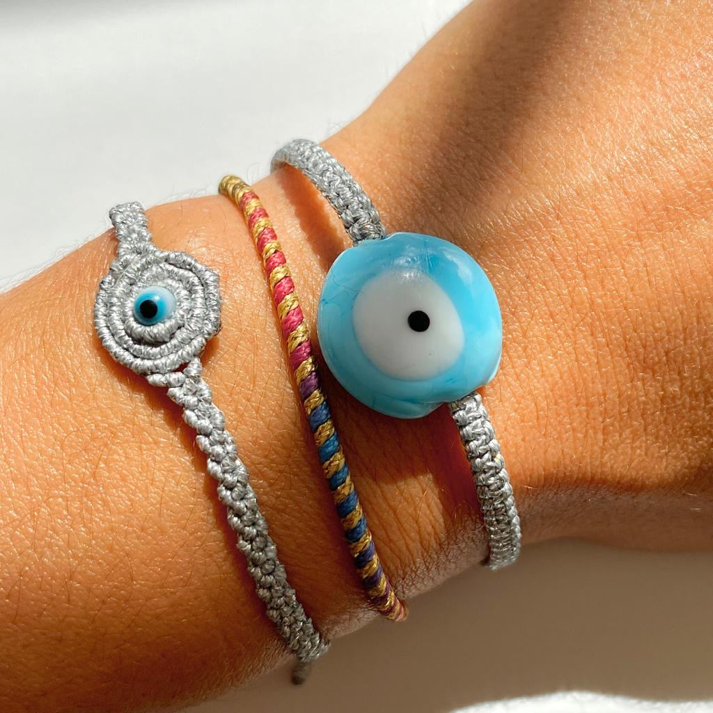 Dragonfruit Ceramic Evil Eye Bracelet