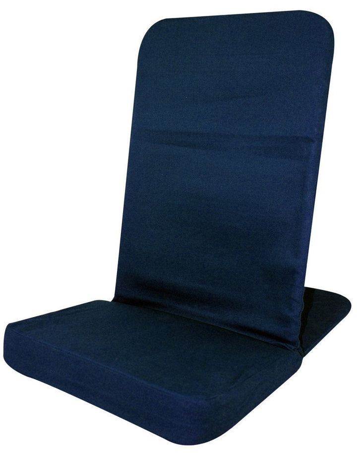 Folding meditation chair with back support, ideal for comfort and portability in meditation, beach seating, or seminars.