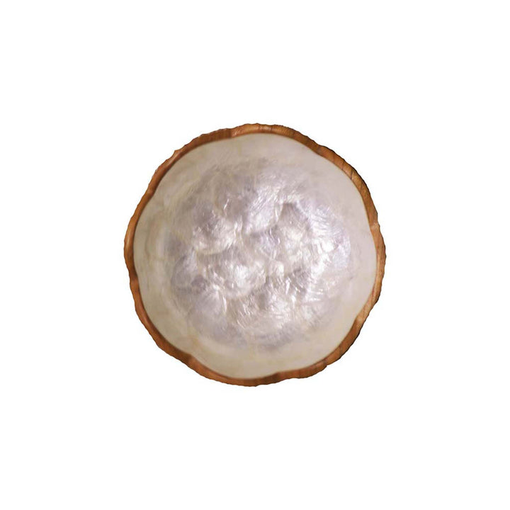 Flowers Teak Wood Bowl With Inner Shell Lining