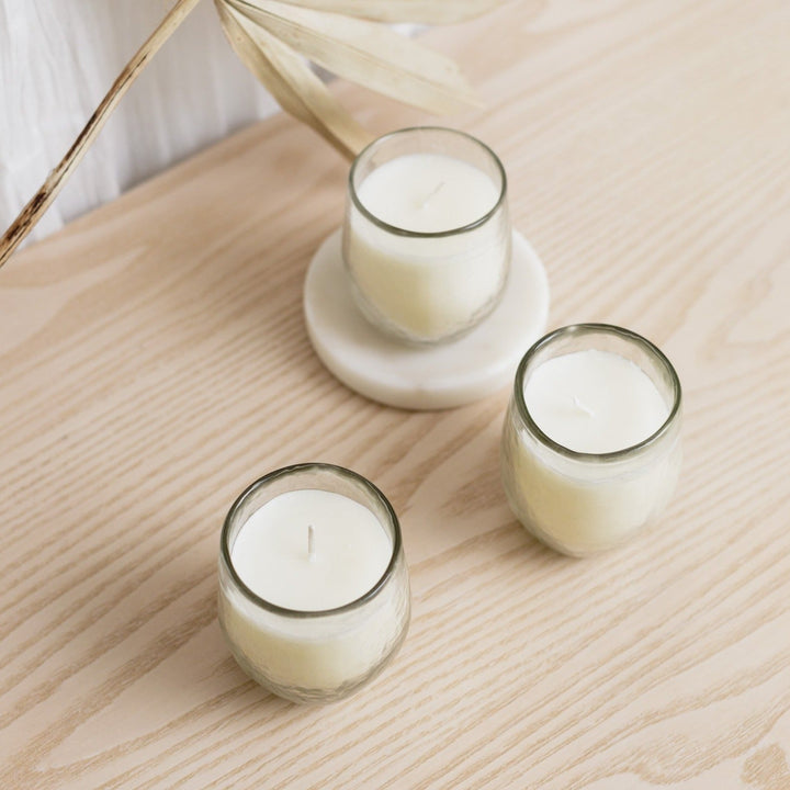Pebbled Filled Votive Candles | Set of 3