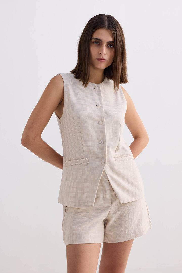 Cotton Tweed Shorts | Cream