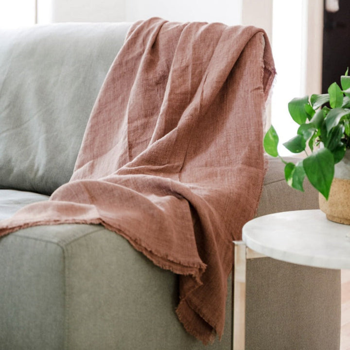 Stone Washed Linen Throw