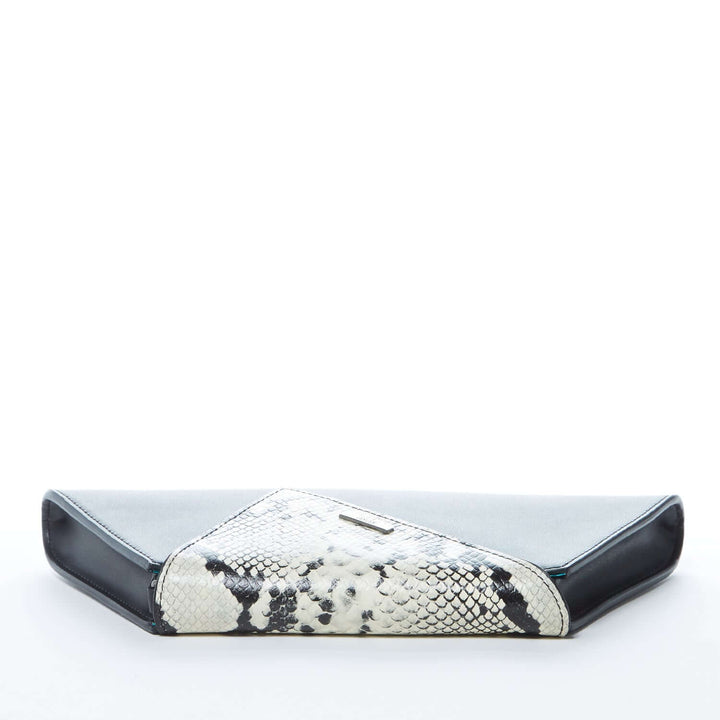 Susu The Angelica Leather Clutch Black Snakeskin