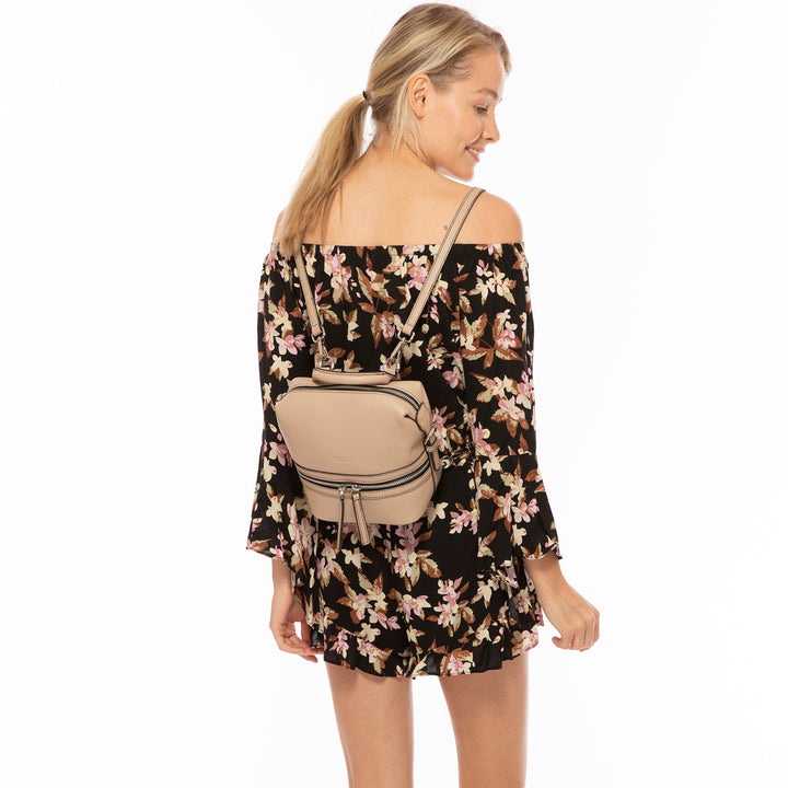 Susu The Ashley Leather Backpack Purse Beige