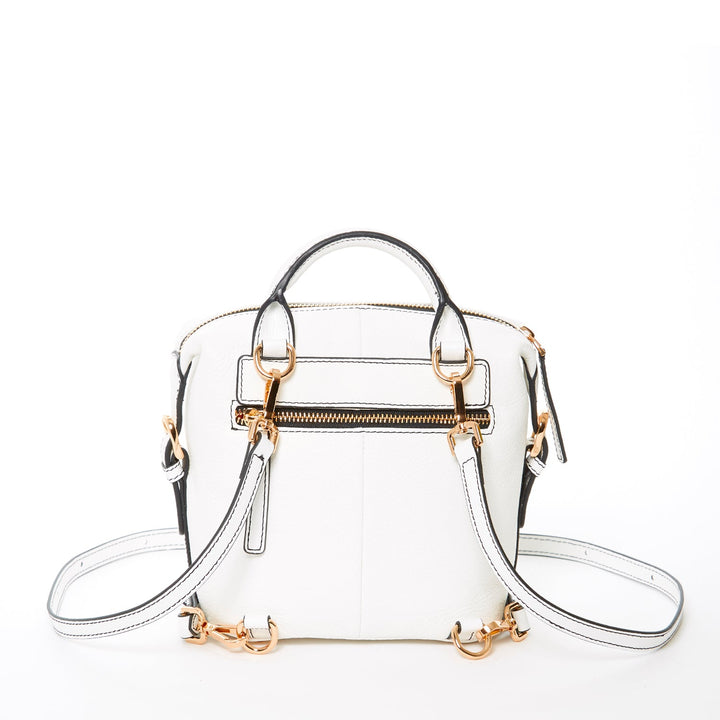 Susu The Ashley White Leather Backpack Purse