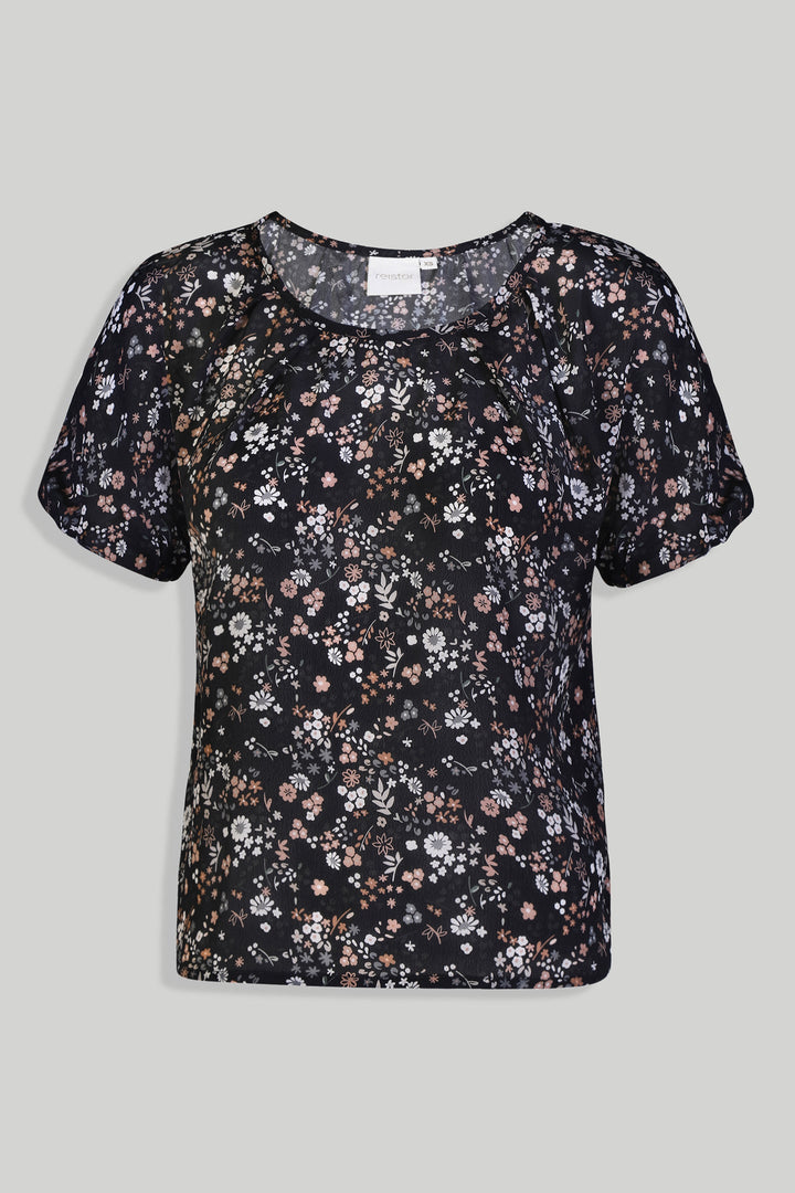 Balloon Sleeve Top - Black Florals