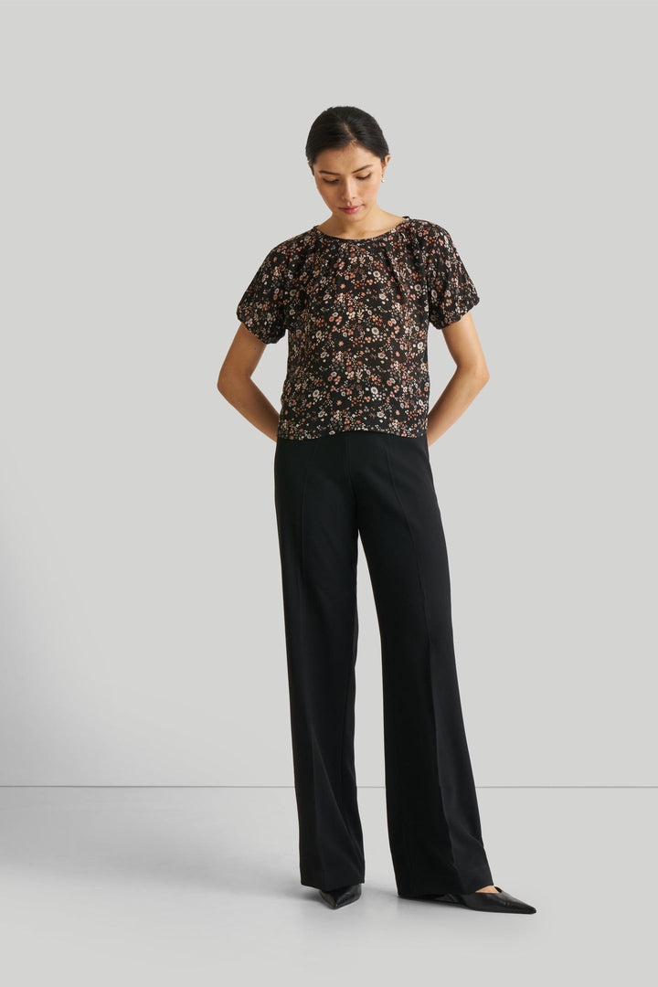 Balloon Sleeve Top - Black Florals