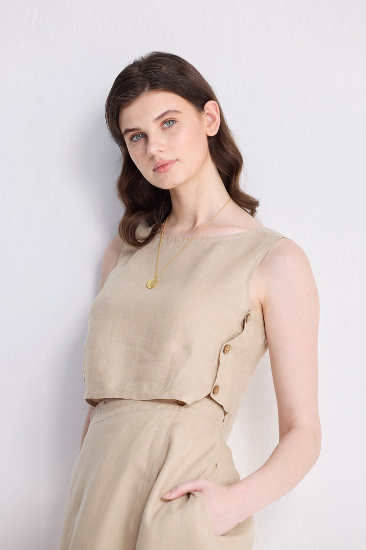 Boxy Crop Top | Neutral Beige