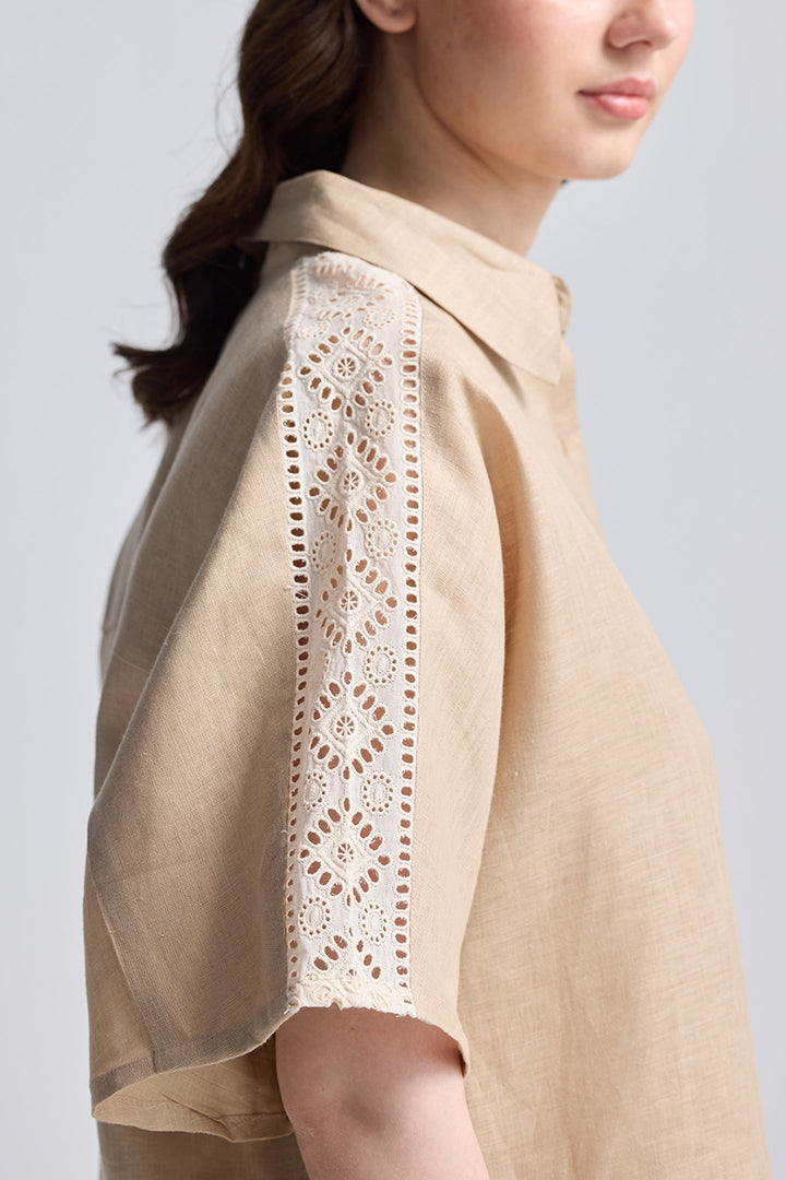 Boxy Shirt With Lace Set