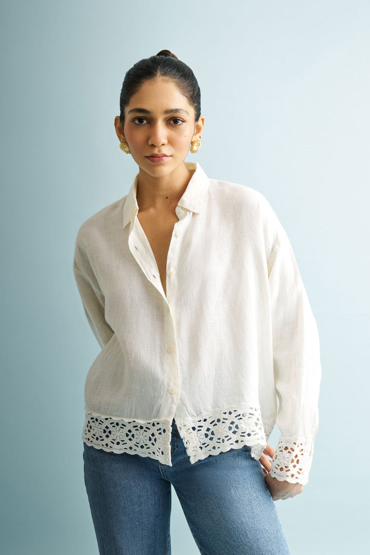 Button-Down With Lace Shirt | Off-White