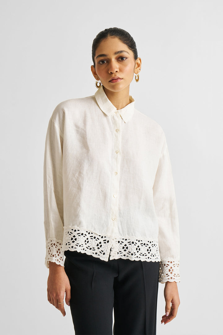 Button-Down With Lace Shirt | Off-White
