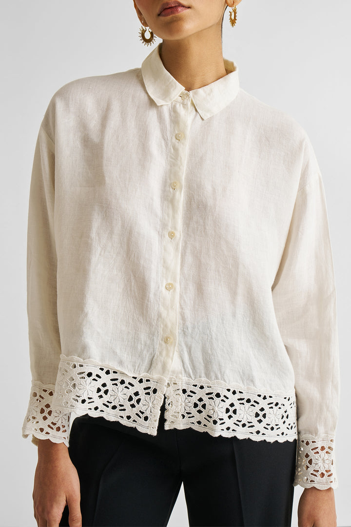 Button-Down With Lace Shirt | Off-White