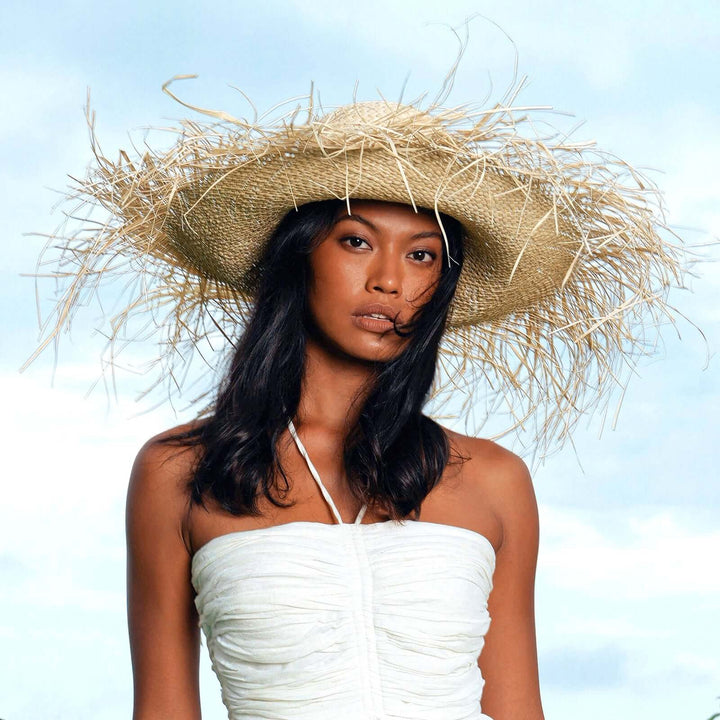 Catalina Frayed Straw Hat - Nude