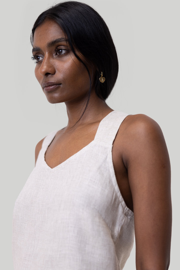 Crossback Tank Top - Linen Checks