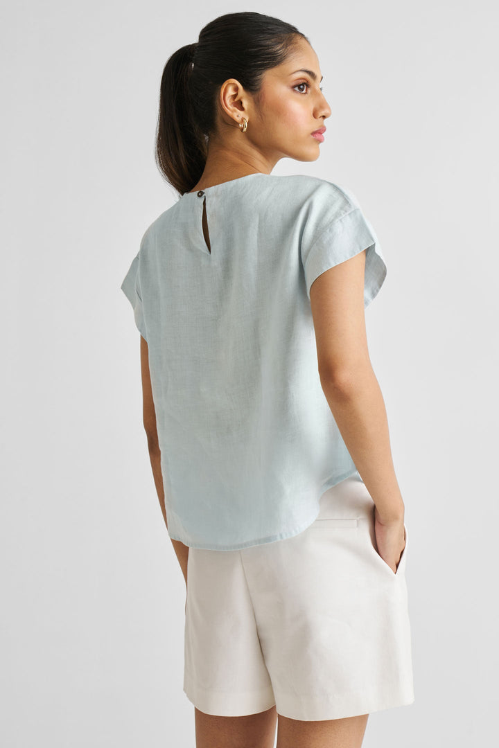 Cap Sleeved Everyday Top | Summer Blue