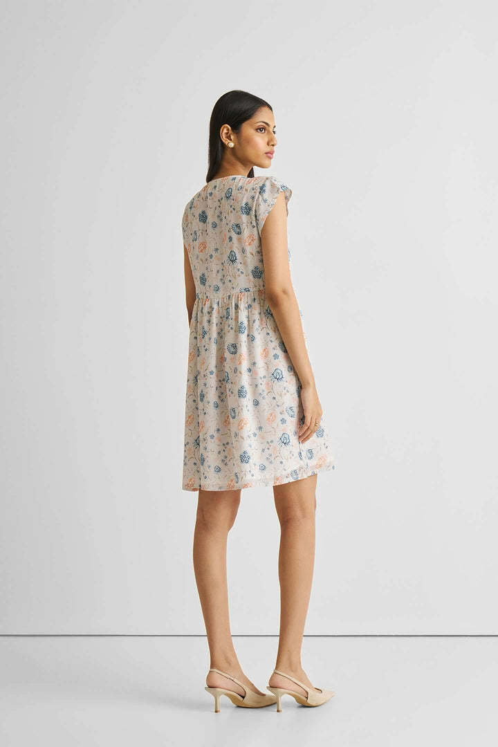 Cap Sleeved Short Dress - Florals