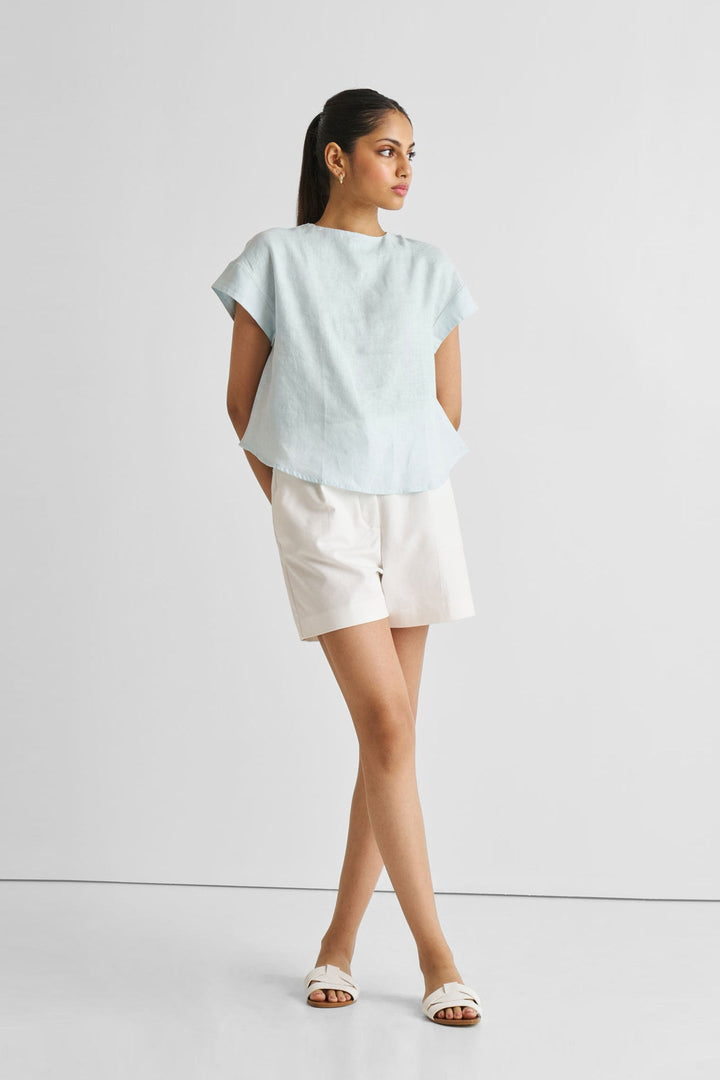 Cap Sleeved Everyday Top | Summer Blue