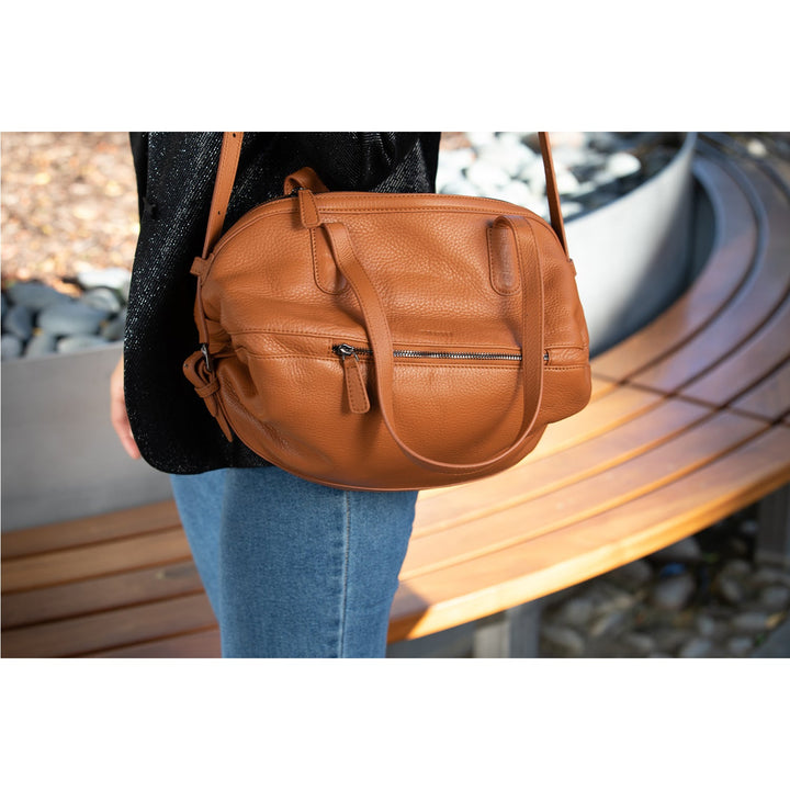 Catherine Leather Satchel Bag - Brown