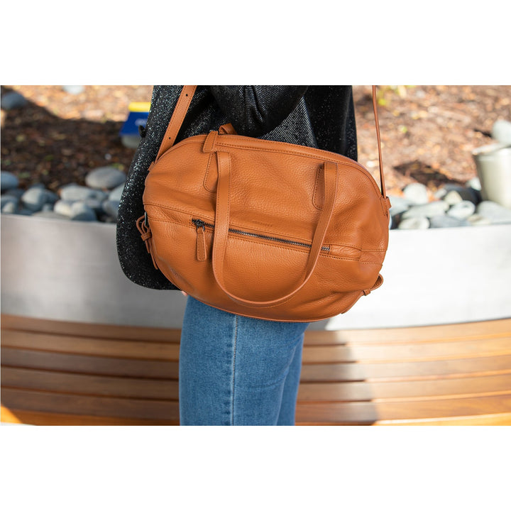 Catherine Leather Satchel Bag - Brown