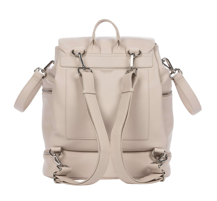 Citi Journey Vegan Leather Diaper Bag in Pearl finish, showcasing its stylish design and functional straps for everyday use.
