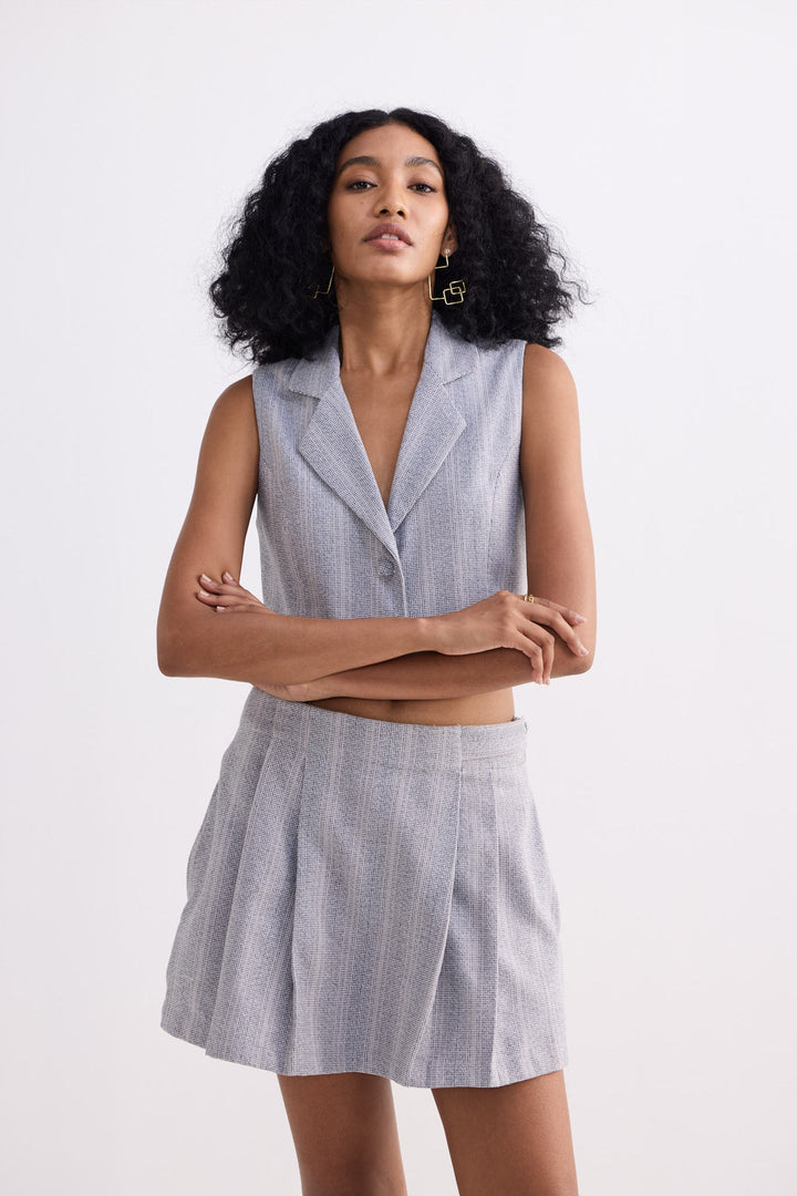 Cotton Tweed Skort | Grey