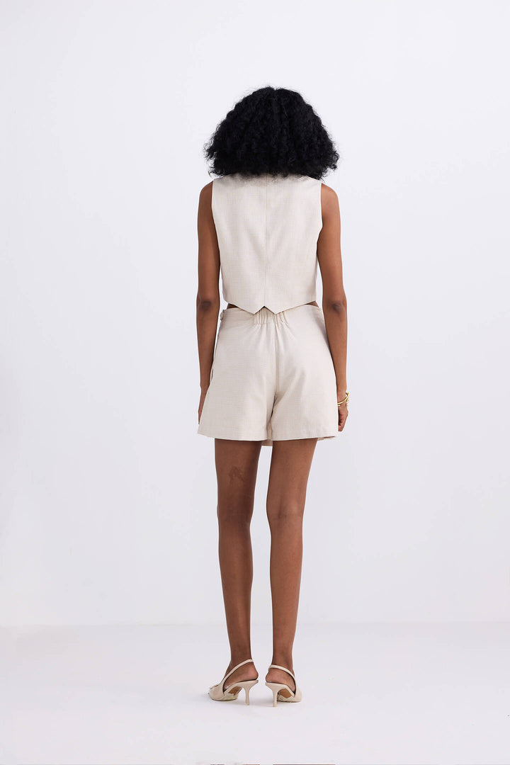 Cotton Tweed Skort | Cream