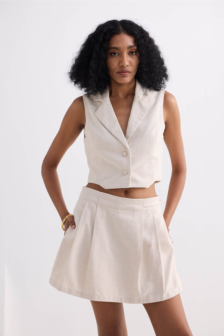 Cotton Tweed Skort | Cream