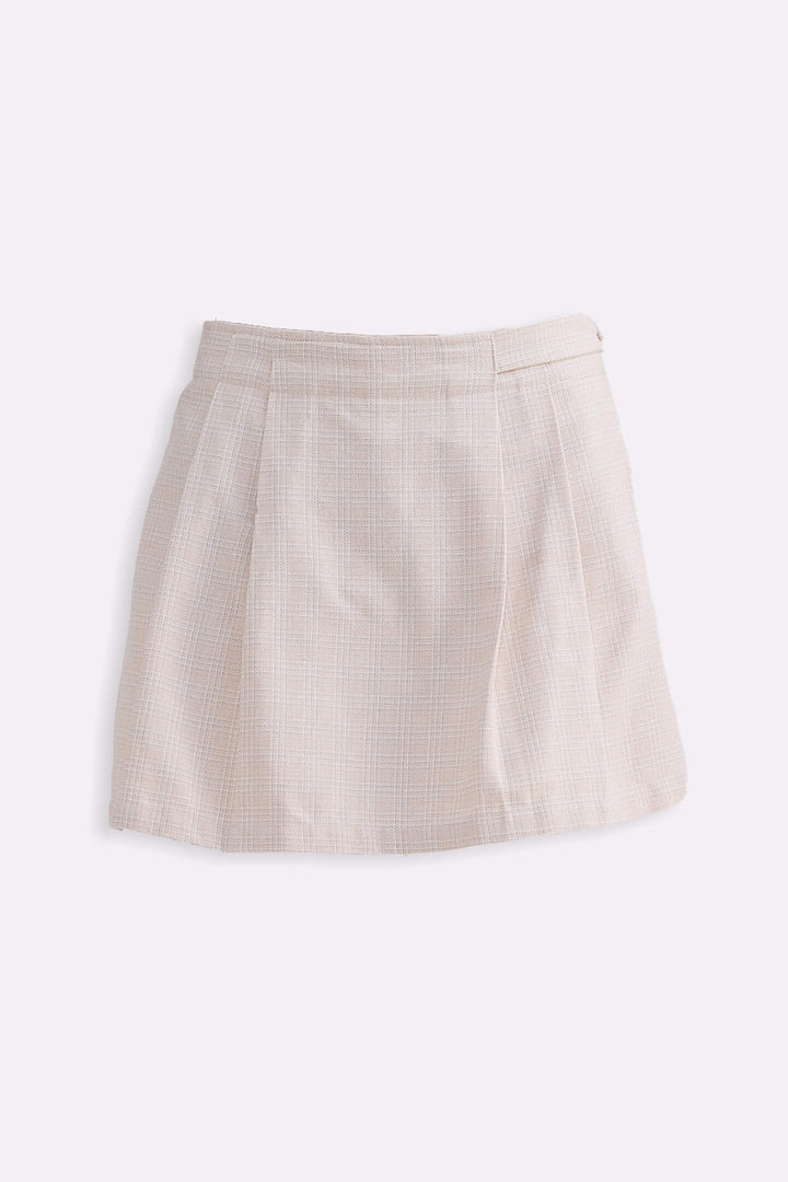 Cotton Tweed Skort | Cream
