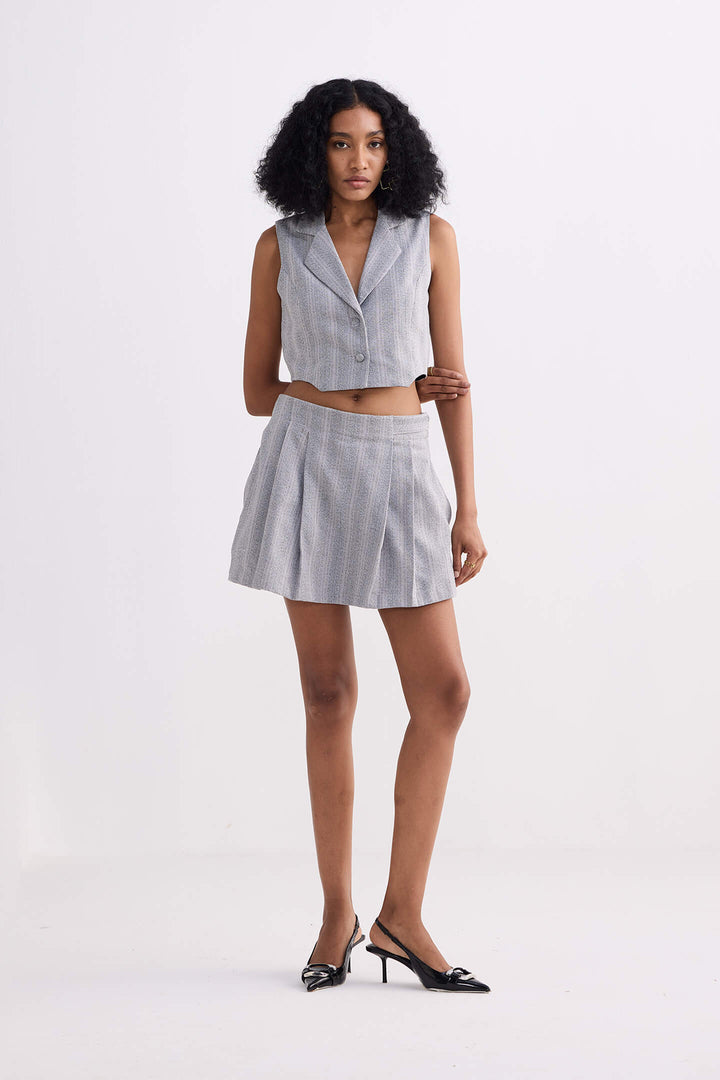 Cotton Tweed Skort | Grey