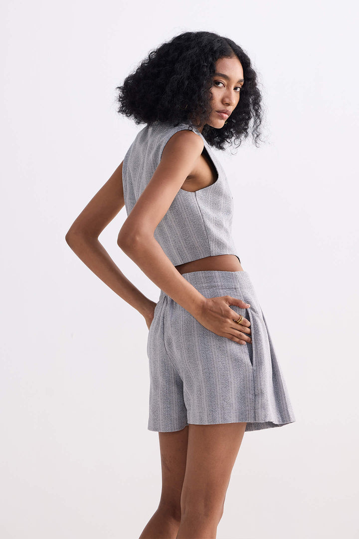 Cotton Tweed Skort | Grey