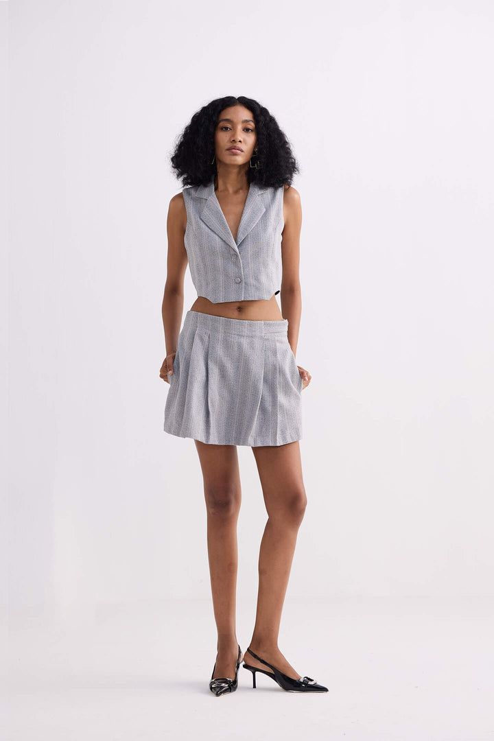 Cotton Tweed Skort | Grey