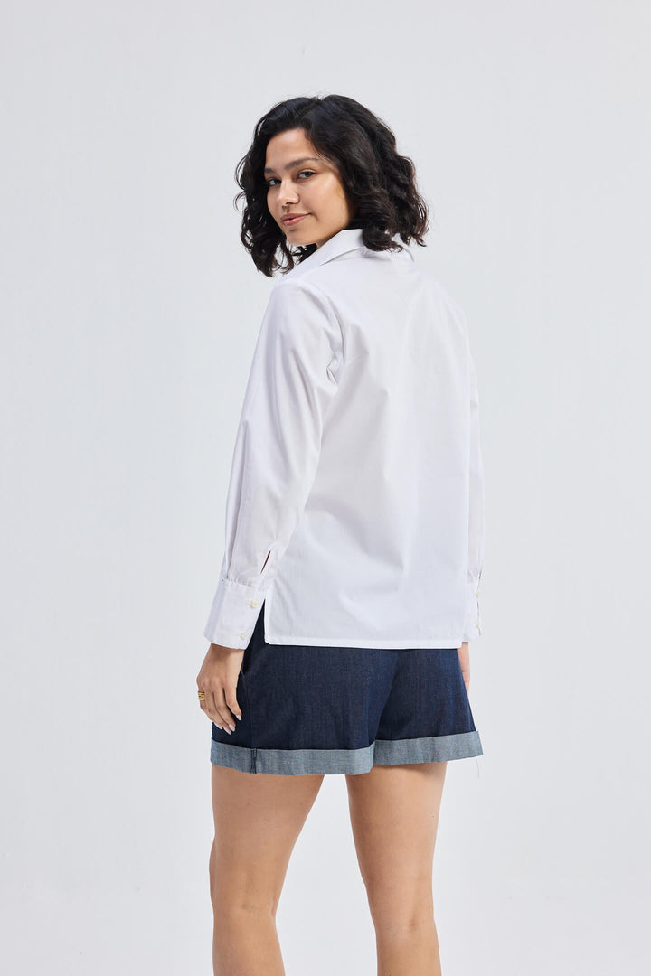 Crisp Details Button-Down Shirt | White