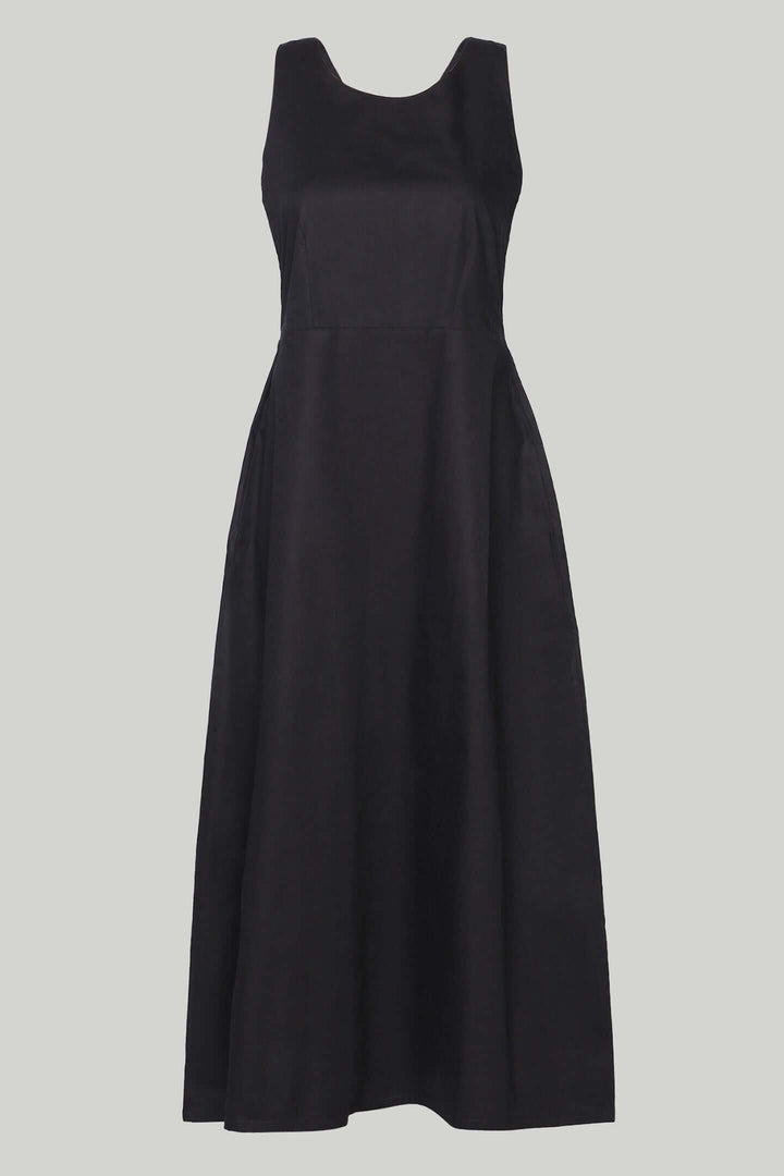 Cross-back Midi Dress - Black