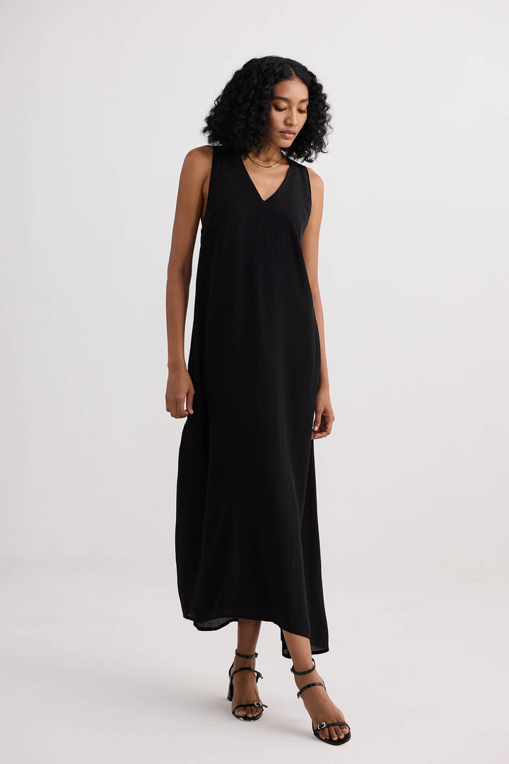 Crossed in Chic Sleeveless Maxi Dress | Black