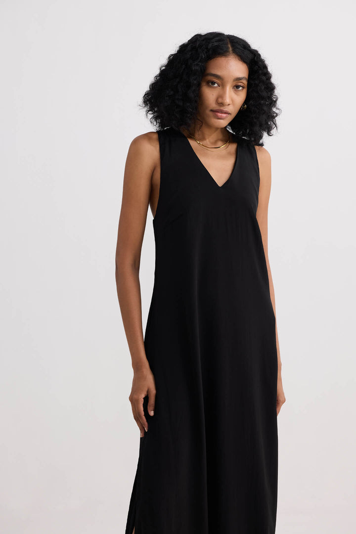 Crossed in Chic Sleeveless Maxi Dress | Black