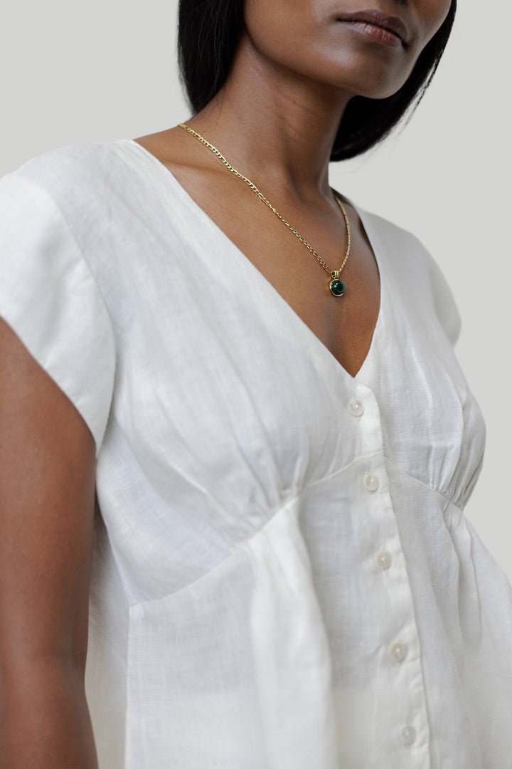 Deep V-neck Top - Off-white