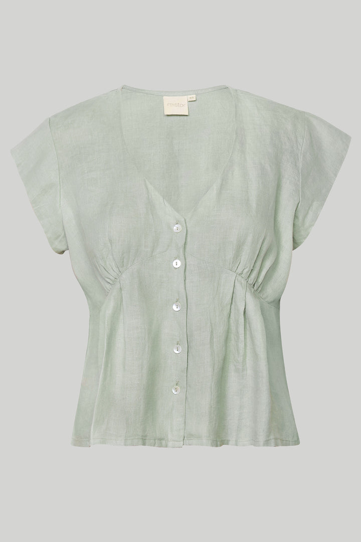 Deep V-neck Top - Light Olive