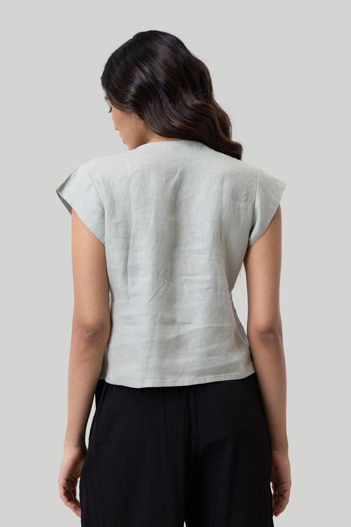 Deep V-neck Top - Light Olive