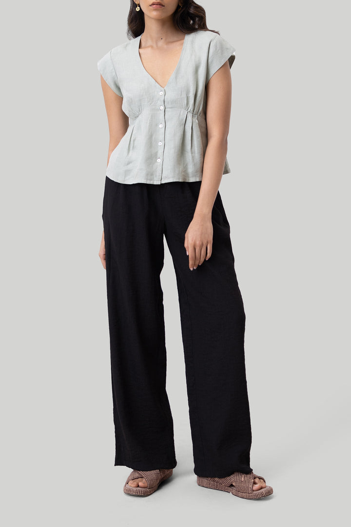 Deep V-neck Top - Light Olive