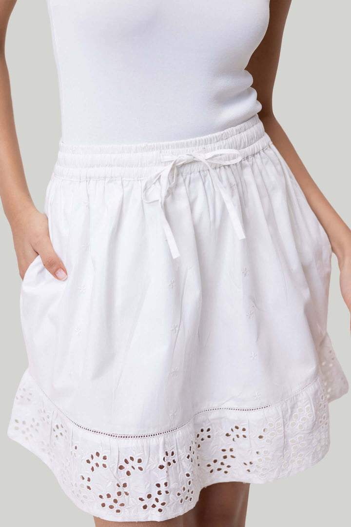 Drawstring Short Skirt - White