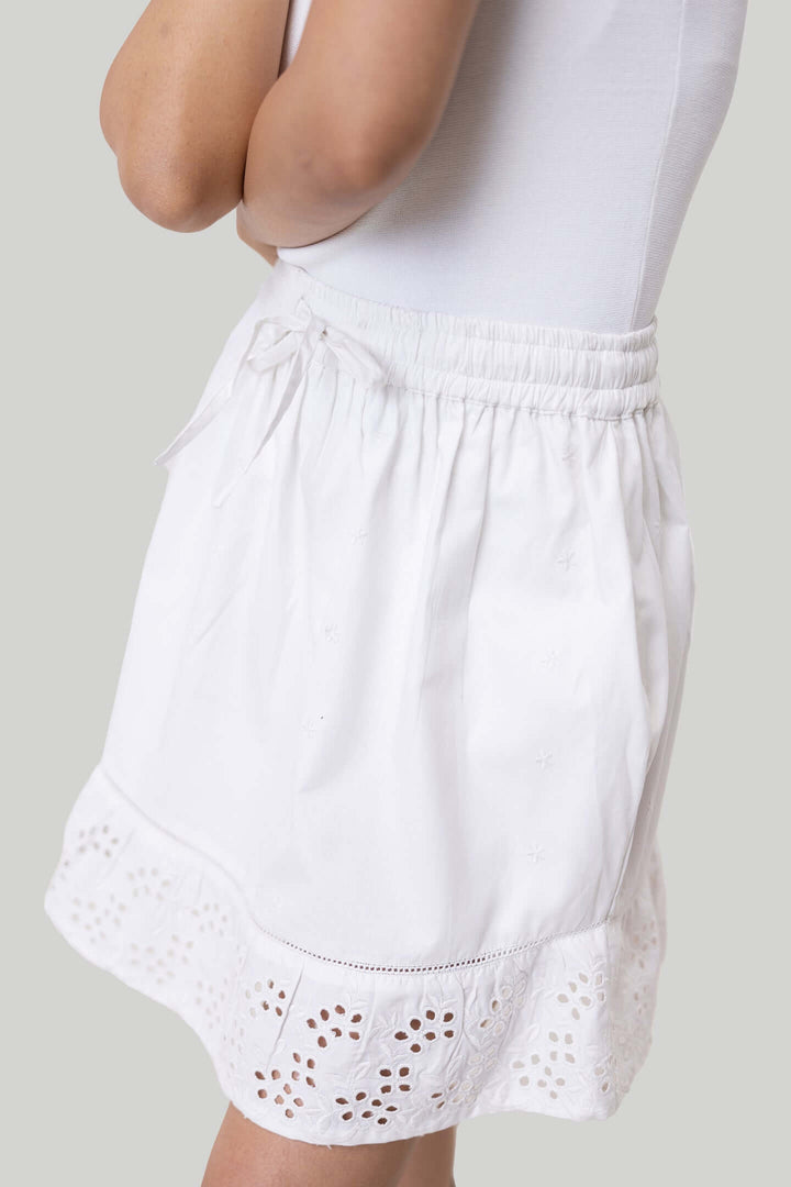 Drawstring Short Skirt - White